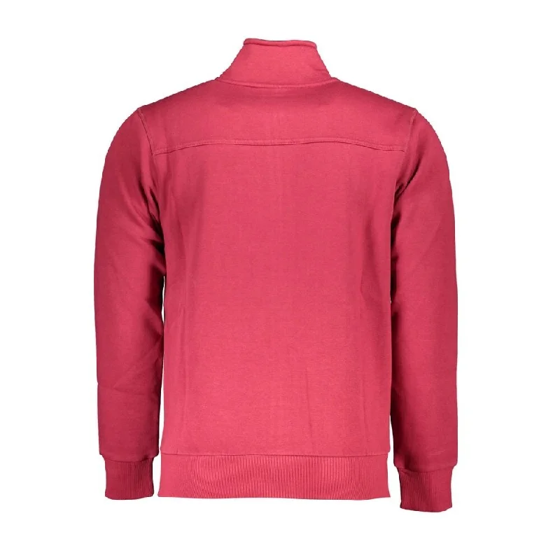 Men's slim fit cable sweater-U.S. Grand Polo Chic Pink Long Sleeve Zip Men's Sweatshirt