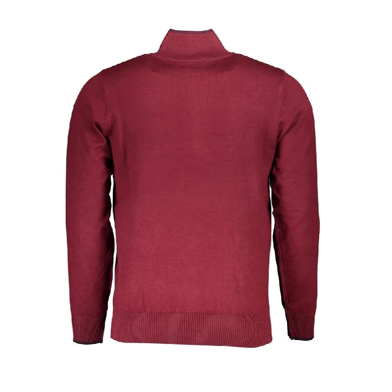 Men's warm cable pullover-U.S. Grand Polo Elegant Half-Zip Sweater with Embroidery Men's Detail