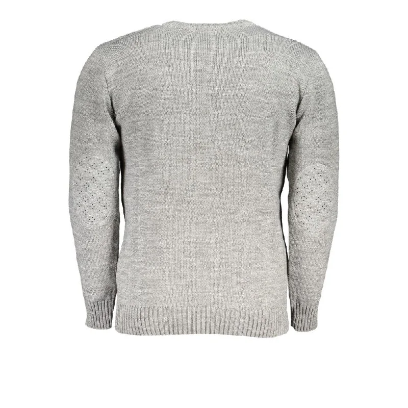 Men's trendy shawl sweater-U.S. Grand Polo Gray Fabric Men's Sweater