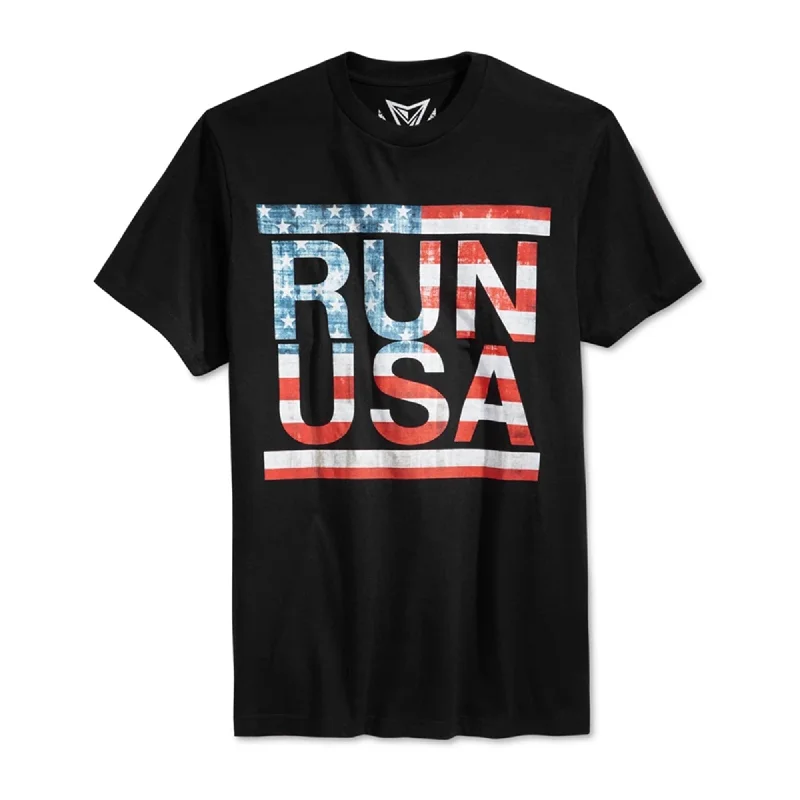 Men's short-sleeve sporty faded tee-Univibe Mens Run Usa Graphic T-Shirt