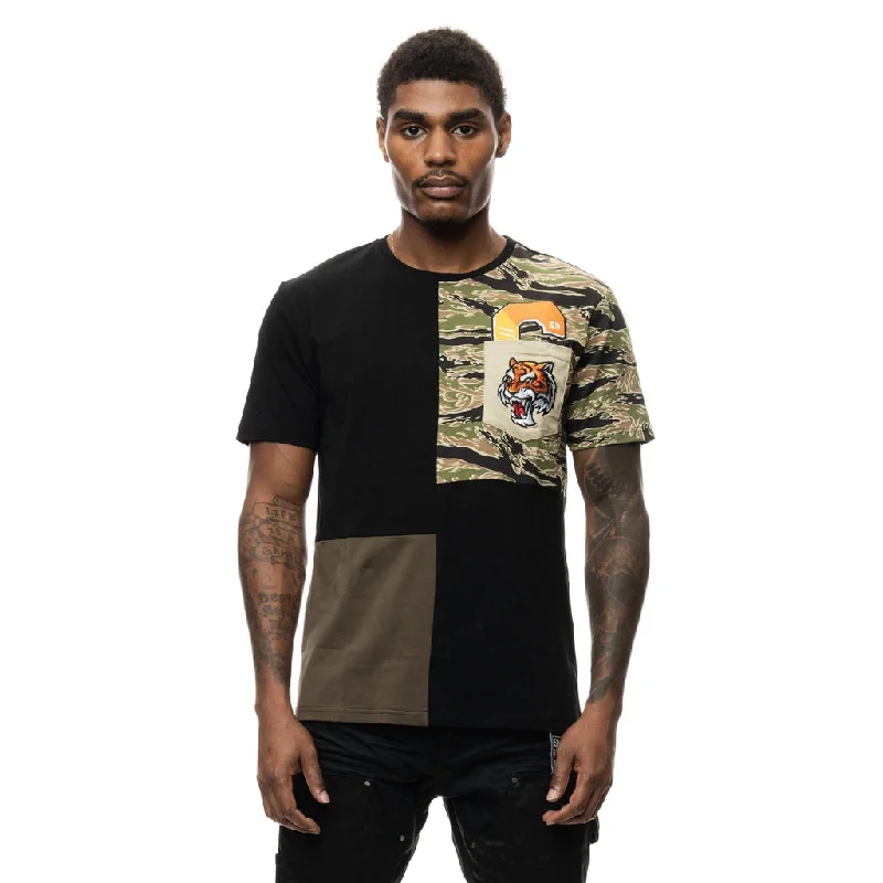 Men's short-sleeve bold camo top-Varsity Tee - Black