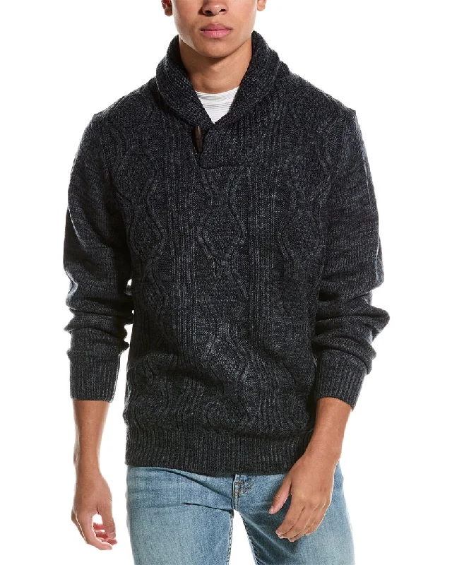 Men's casual mock cardigan-WEATHERPROOF VINTAGE Chunky Cable Fisherman Sweater