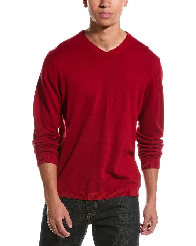 Men's classic ribbed cardigan-WEATHERPROOF VINTAGE V-Neck Cashmere-Blend Sweater