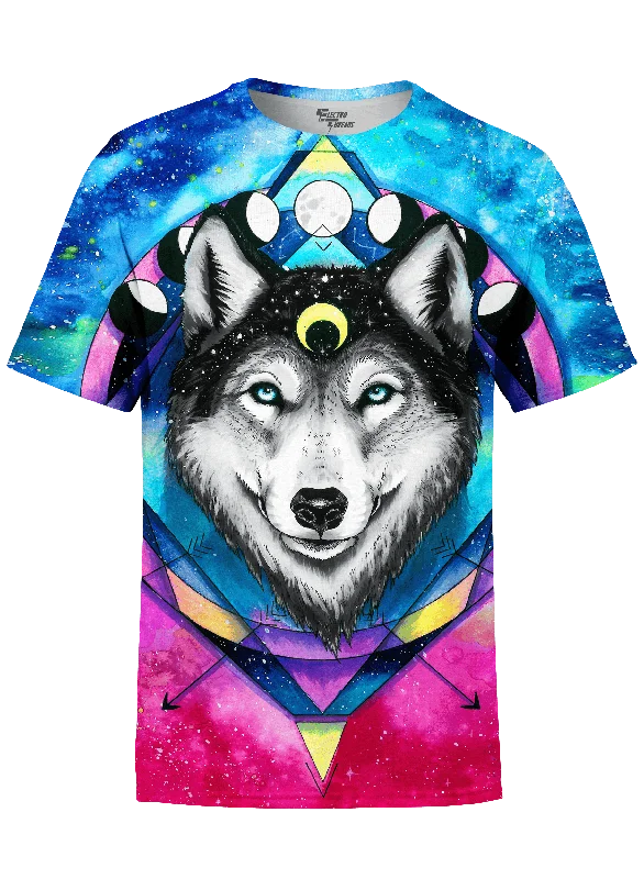 Men's short-sleeve lightweight pattern top-Wolf Spirit Unisex Crew