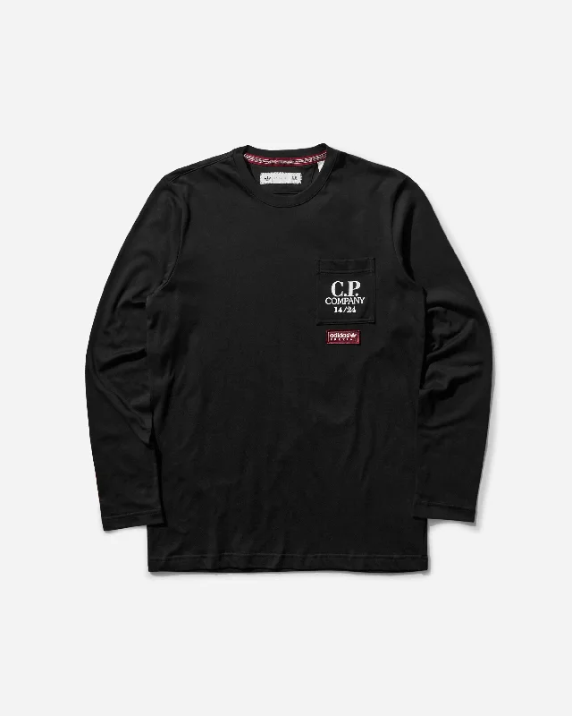 Men's short-sleeve bold logo top-Men's C.P. Company SPZL Pocket Longsleeve T-Shirt Black