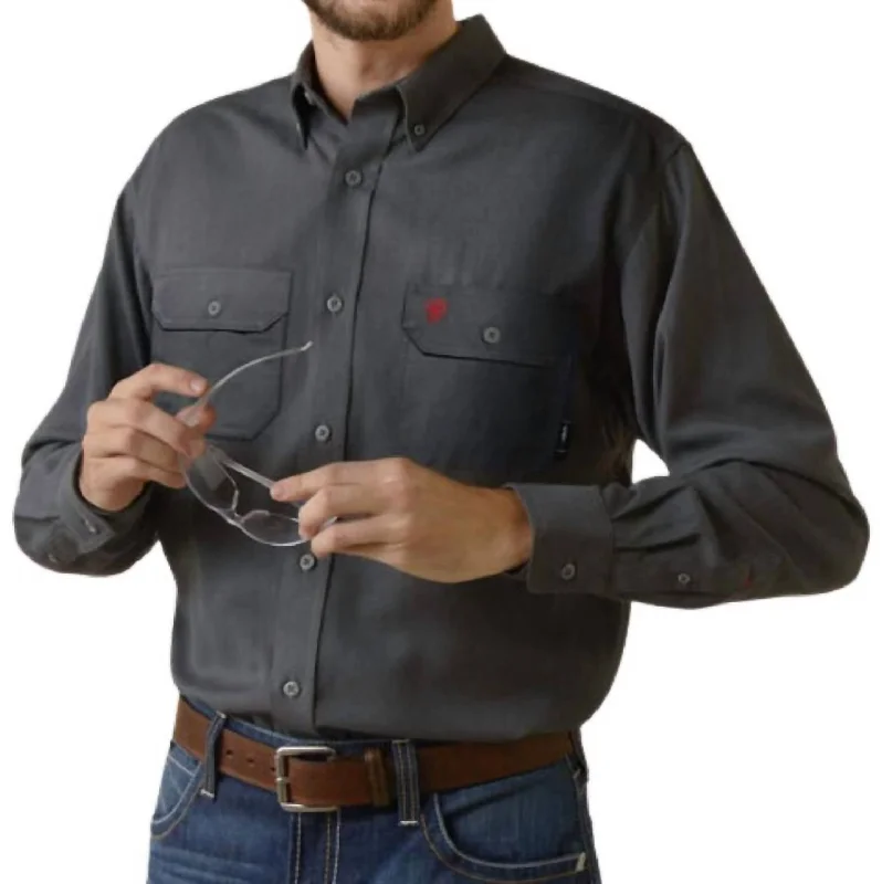 Men's modern twill shirt-Air Inherent Work Shirt In Charcoal Heather