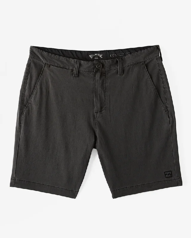 Men's dark linen pants-Billabong Crossfire Wave Washed Shorts-Washed Black