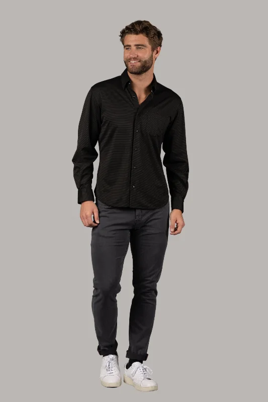 Men's lightweight chambray shirt-Black Check Jacquard Shirt