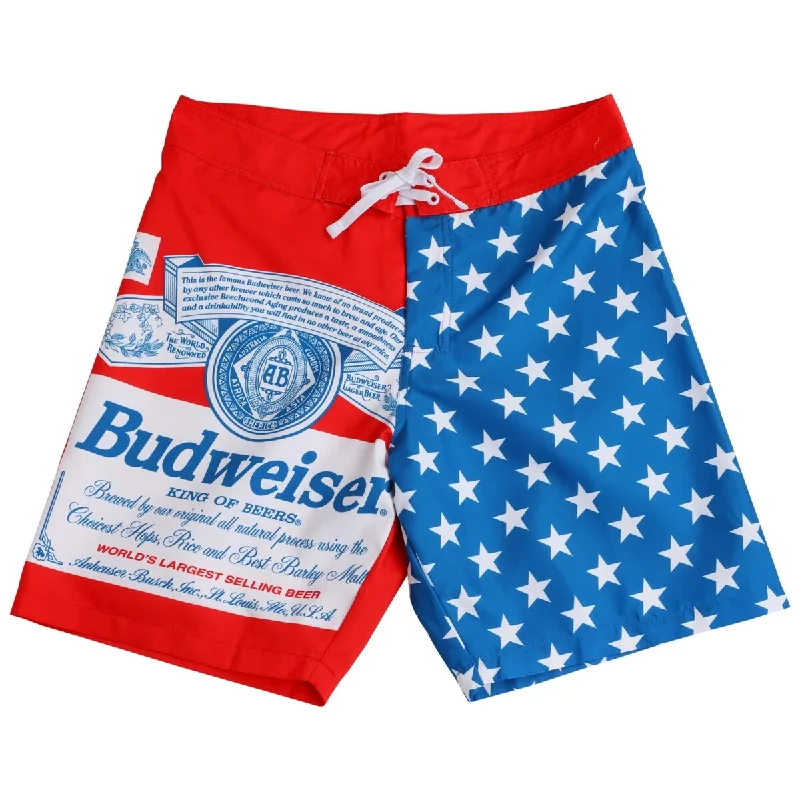 Men's classic tapered pants-Budweiser Stars And Stripes Board Shorts