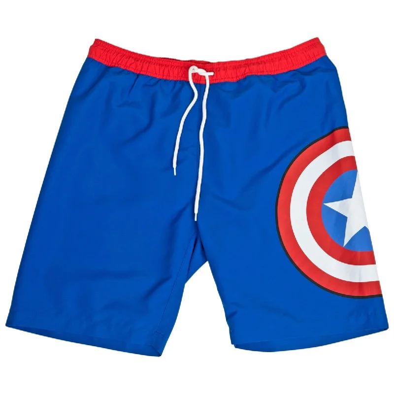 Men's rugged twill cargo pants-Captain America Shield Logo Board Shorts