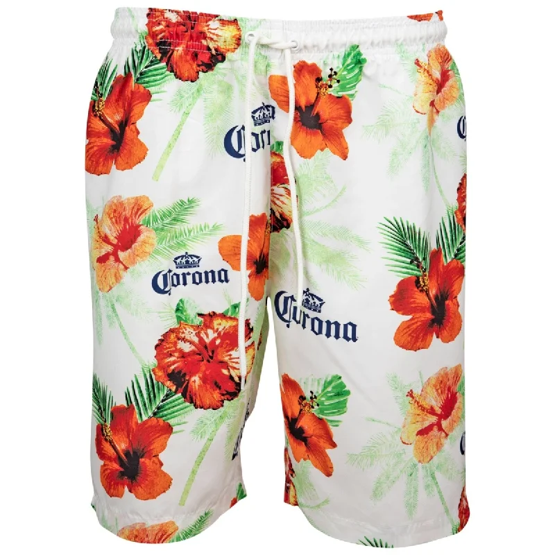 Men's formal pleated pants-Corona Extra Floral Beach Board Shorts