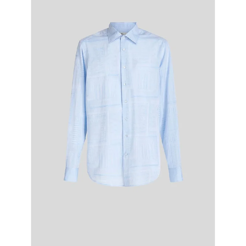 Men's stylish chambray shirt-Cotton Jacquard Shirt