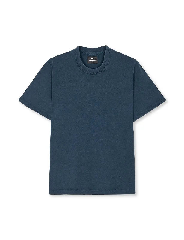 Men's short-sleeve soft faded tee-Cotton Jersey Dye Frode Tee, Midnight Navy