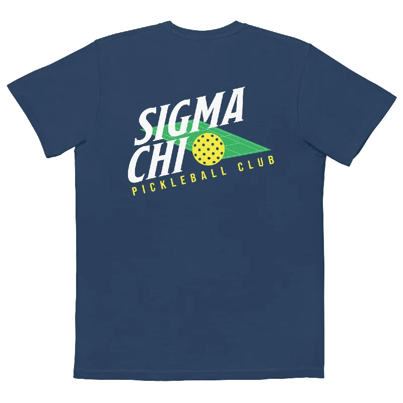 Men's short-sleeve rugged v-neck tee-Drop 002: Sigma Chi Pickleball Pocket T-Shirt by Comfort Colors