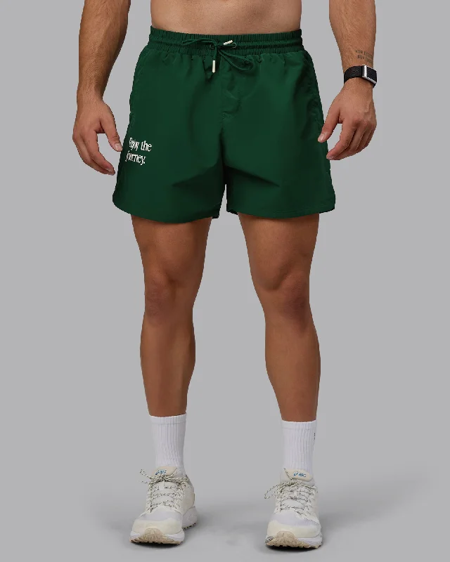 Men's modern twill joggers-Enjoy The Journey 5" Shorts - Deep Emerald-Off White