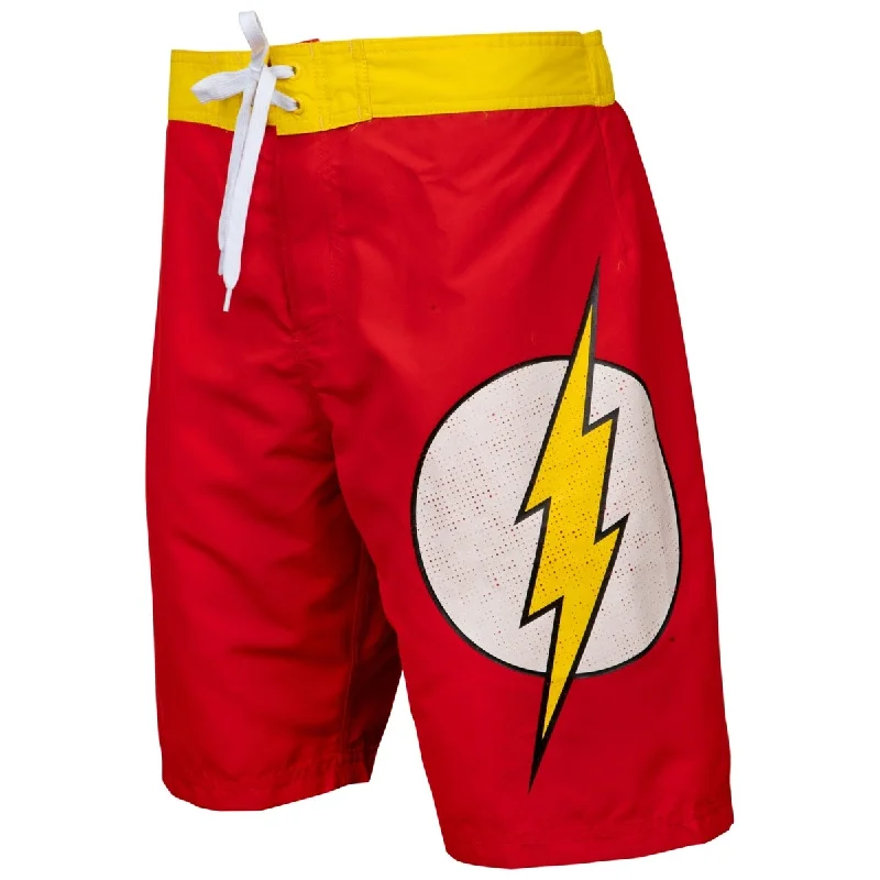 Men's formal ripstop pants-Flash Symbol Heather Red Board Shorts