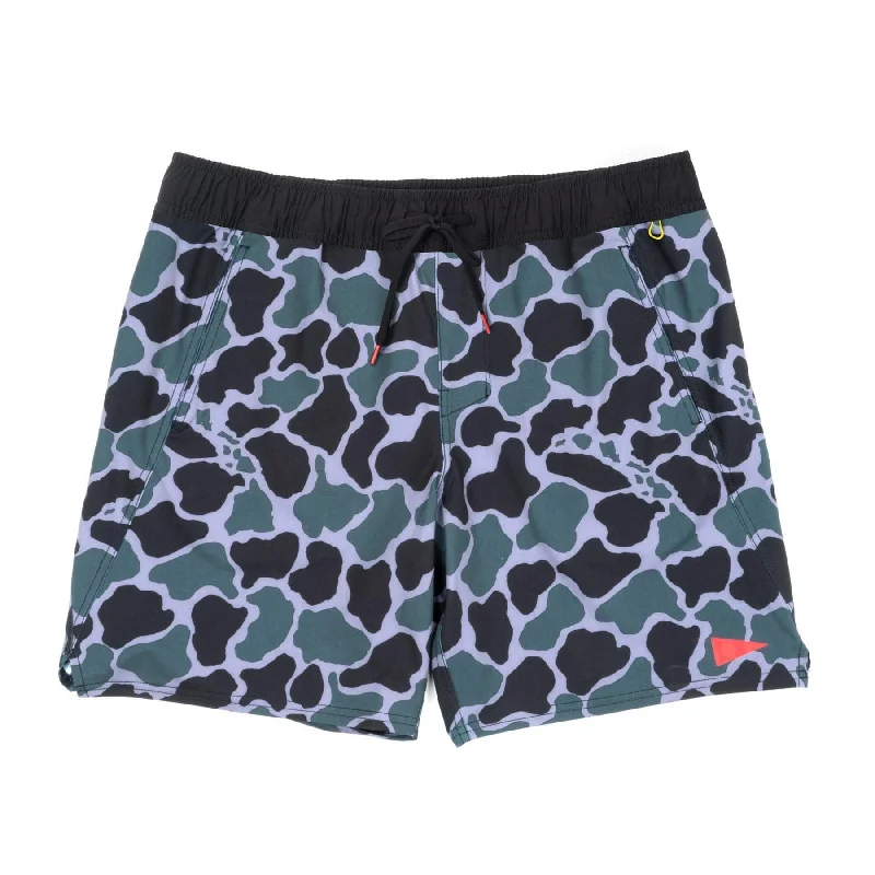 Men's relaxed twill pants-Florence Marine X Standard Issue Elastic Shorts-Dark Emerald Camo