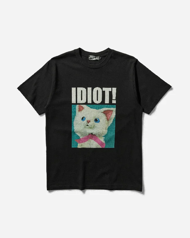 Men's short-sleeve quick-dry polo-Men's Idiot Cat T-Shirt Black