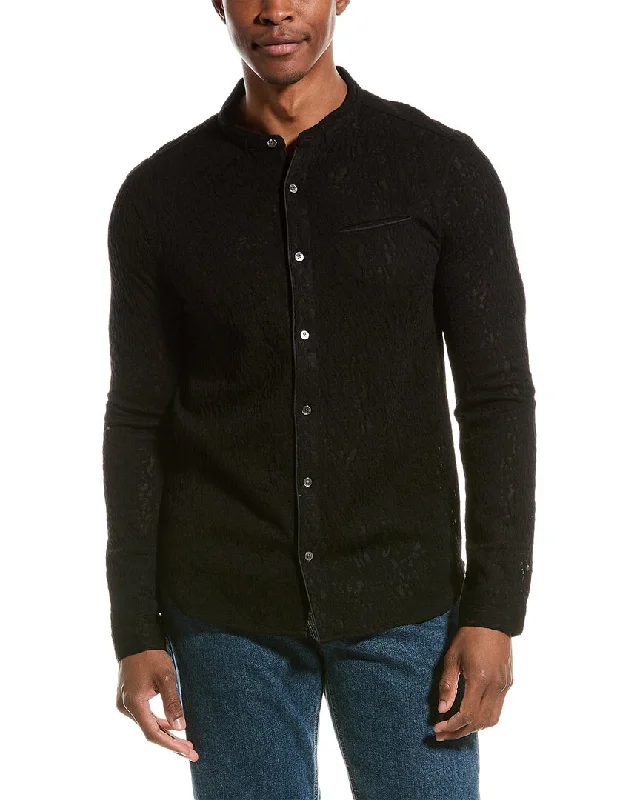 Men's breathable corduroy shirt-John Varvatos Glenn Regular Fit Wool-Blend Shirt