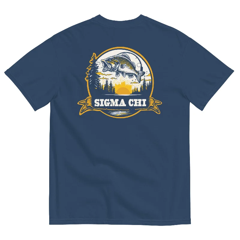 Men's short-sleeve textured logo tee-Sigma Chi Fishing T-Shirt by Comfort Colors (2024)