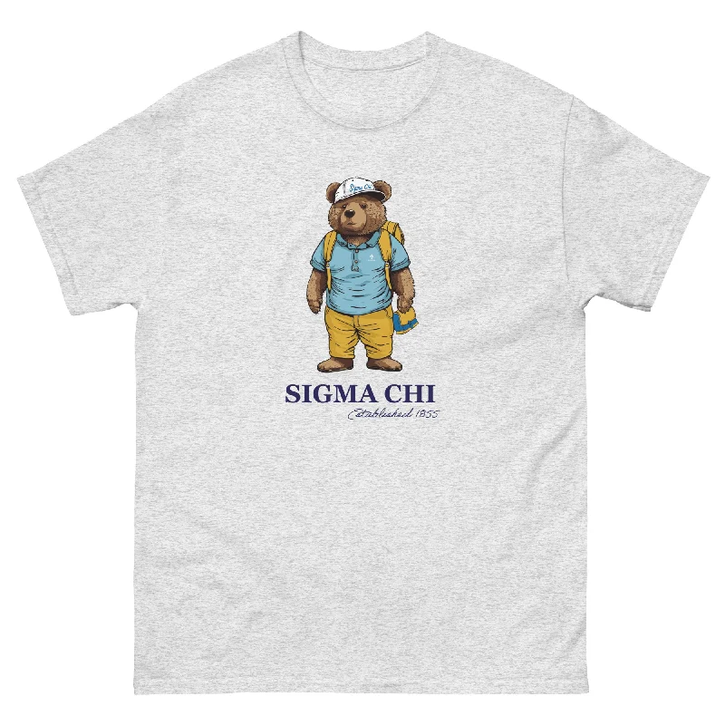 Men's short-sleeve breathable Henley shirt-Sigma Chi Bear T-Shirt Grey