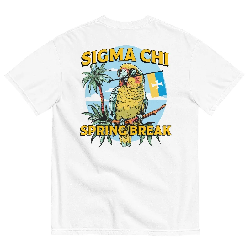 Men's short-sleeve anti-odor graphic top-Sigma Chi Spring Break T-Shirt by Comfort Colors (2024)