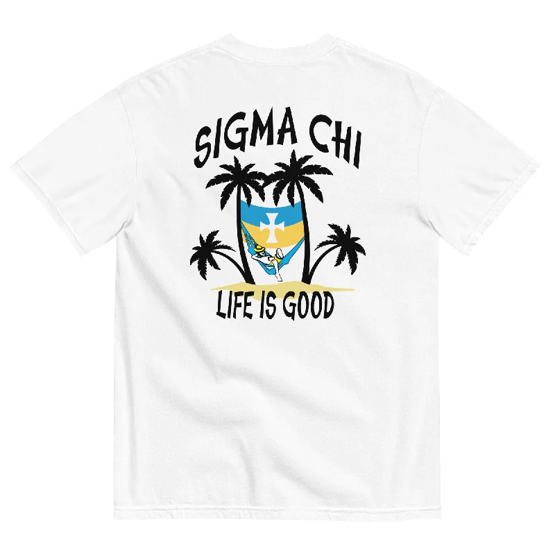 Men's short-sleeve casual Henley shirt-Sigma Chi Summer T-Shirt by Comfort Colors (2024)