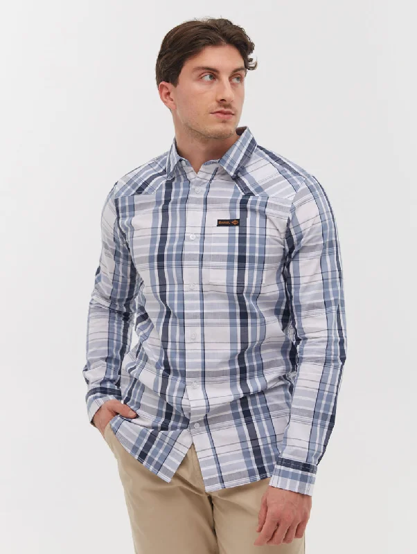 Men's casual herringbone shirt-Mykos Long Sleeve Check Shirt