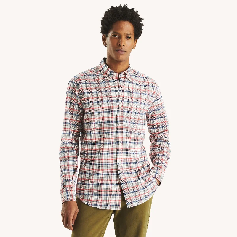 Men's soft poplin dress shirt-Nautica Mens Plaid Shirt