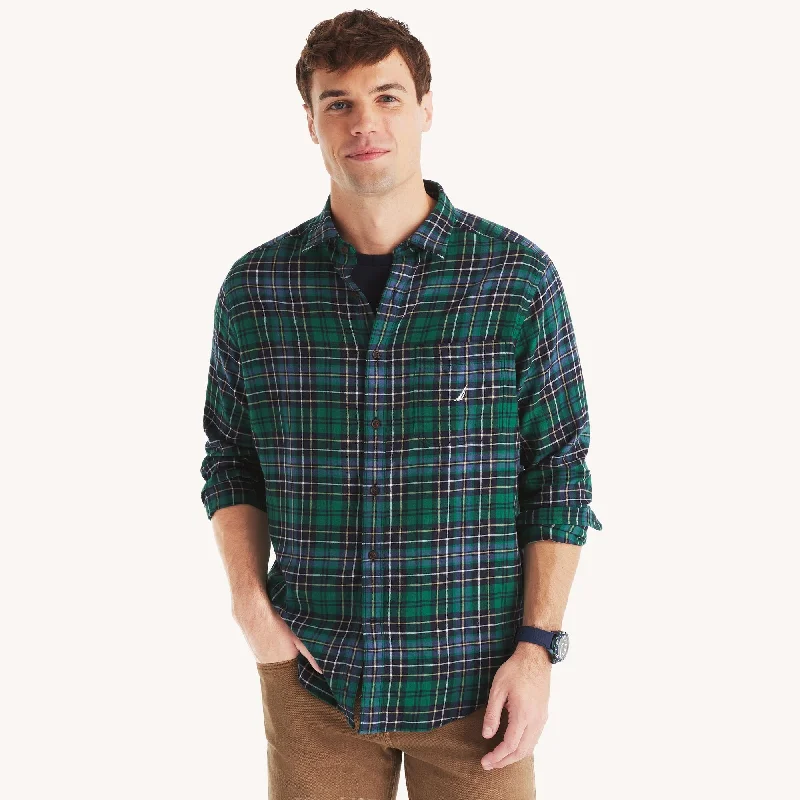 Men's trendy gingham shirt-Nautica Mens Plaid Shirt