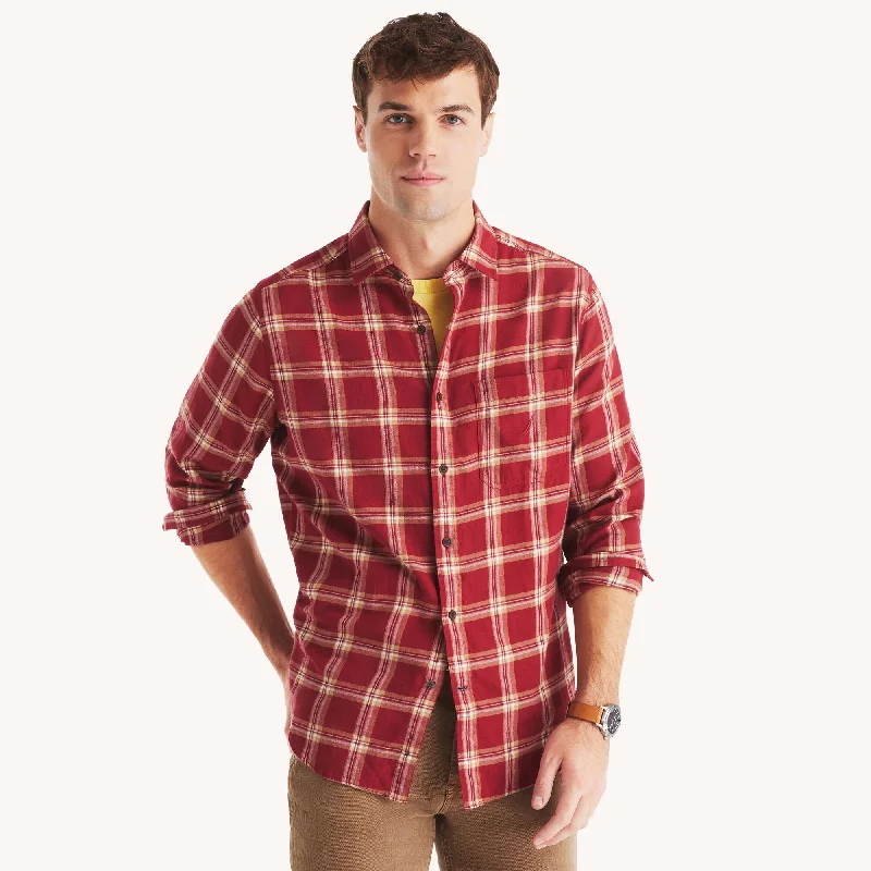 Men's tailored corduroy shirt-Nautica Mens Plaid Shirt