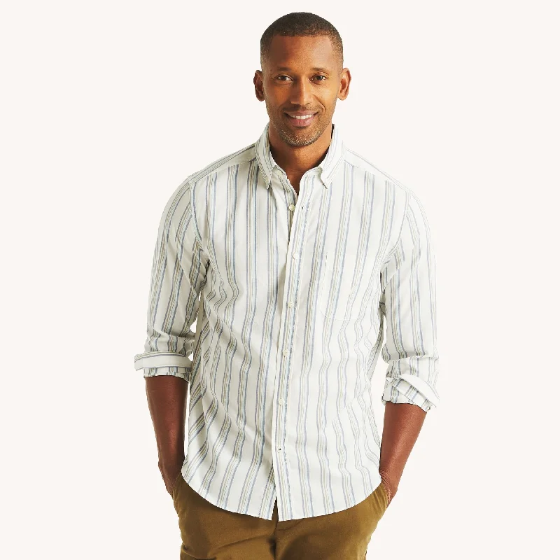 Men's long-sleeve twill shirt-Nautica Mens Striped Shirt