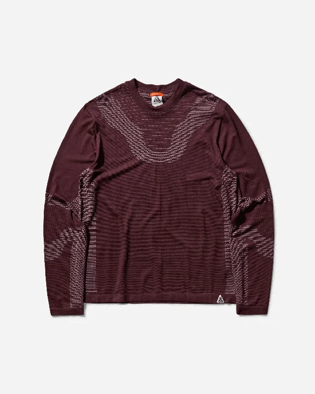 Men's short-sleeve loose graphic shirt-Men's ACG "Delta River" Dri-FIT ADV Longsleeve Base Layer Burgundy Crush