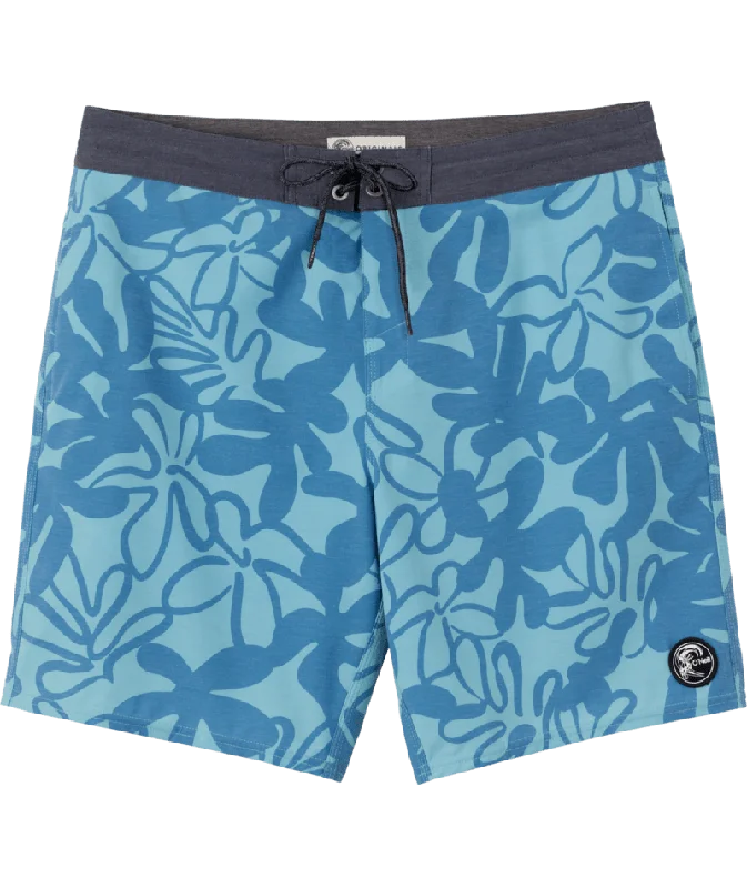 Men's relaxed corduroy pants-O'Neill OG Print Cruzer 18 Boardshorts-Scrub Blue