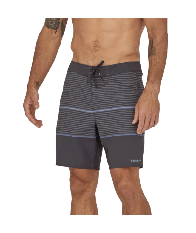 Men's skinny pleated trousers-Patagonia Hydropeak 18 in Boardshorts-Olivas Stripe: Ink Black