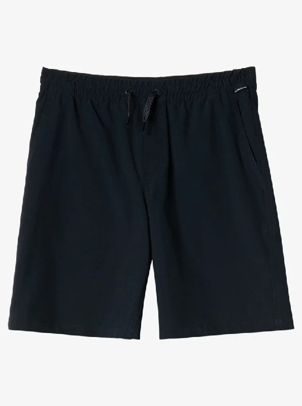 Men's formal pleated pants-Quiksilver Youth Taxer Amphibian 17 Shorts-Black