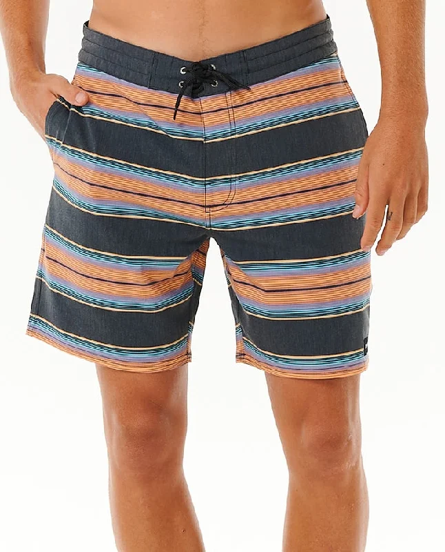 Men's tapered fit linen pants-Rip Curl Line Up Layday Boardshorts-Black