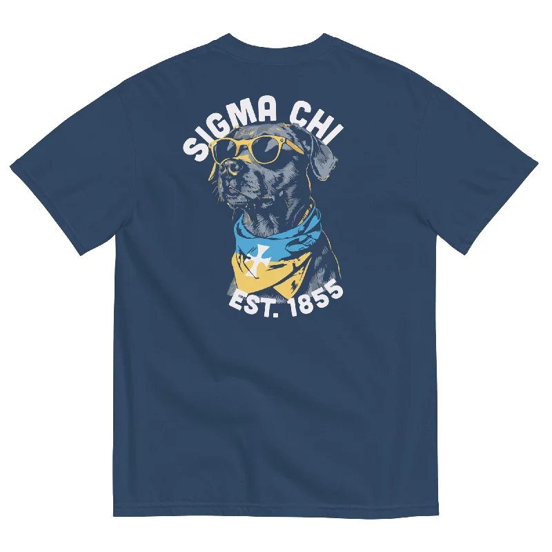 Men's short-sleeve rugged tropical top-Drop 001: Sigma Chi Fraternity Dawg T-Shirt by Comfort Colors