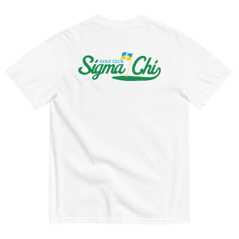 Men's short-sleeve lightweight Henley-Sigma Chi Golf T-Shirt by Comfort Colors (2023)