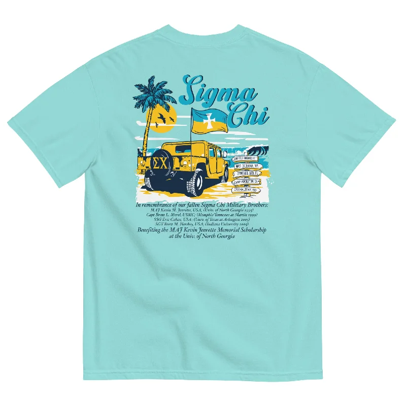 Men's short-sleeve sporty graphic shirt-Sigma Chi Military Sigs T-Shirt by Comfort Colors (2022)