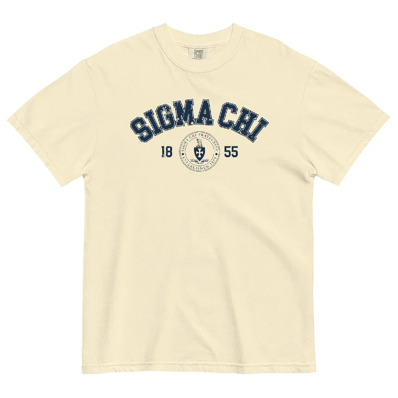 Men's short-sleeve subtle stripe top-Sigma Chi Old School T-Shirt by Comfort Colors (2023)