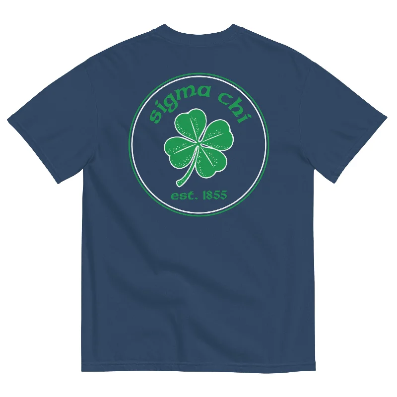 Men's short-sleeve subtle logo top-Sigma Chi Shamrock T-Shirt by Comfort Colors (2022)