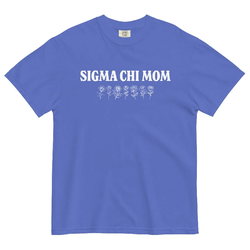 Men's short-sleeve tropical logo shirt-Sigma Chi White Rose Mom T-Shirt in Blue