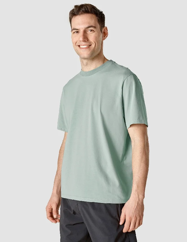 Men's short-sleeve versatile polo tee-Supima T-shirt Box Fit Calm Green