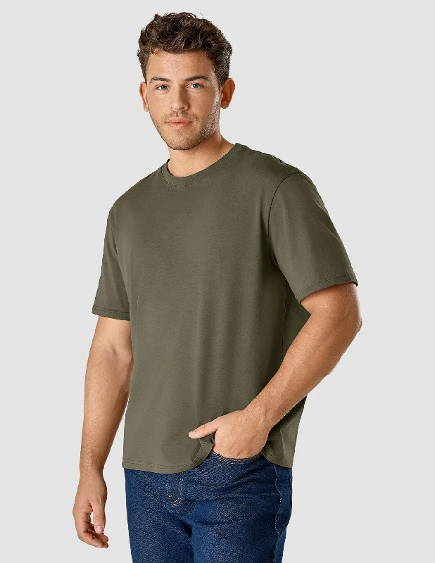 Men's short-sleeve lightweight faded tee-Supima T-Shirt Box Fit Remote Green