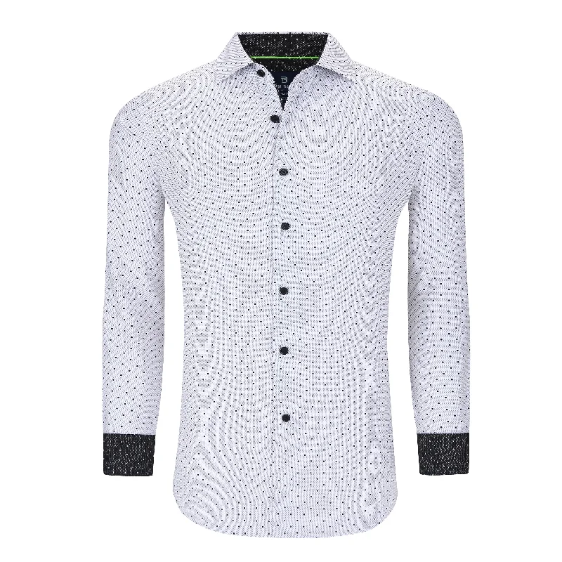 Men's short-sleeve corduroy shirt-Tom Baine Slim Fit Performance Long Sleeve Geometric Button Down