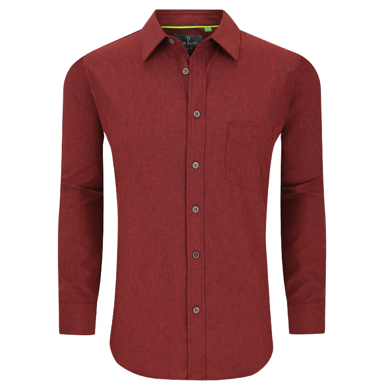 Men's premium corduroy shirt-Tom Baine Slim Fit Performance Long Sleeve Soild Button Down