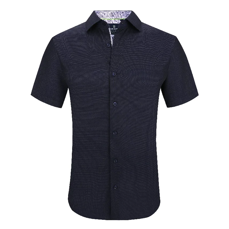 Men's short-sleeve twill shirt-Tom Baine Slim Fit Short Sleeve Performance Stretch Button Down