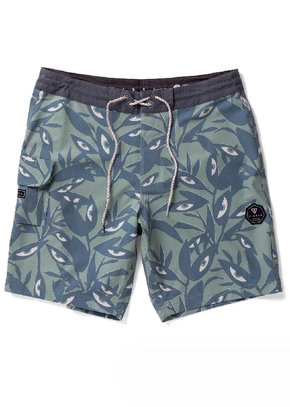 Men's tailored cargo pants-Vissla Floravision 17.5" Boardshorts-Light Slate