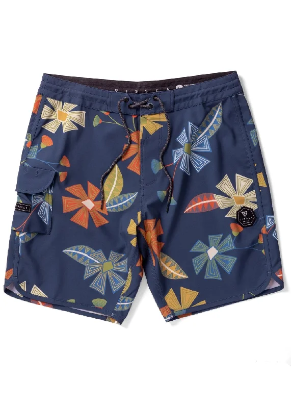 Men's comfy linen trousers-Vissla Tribal Tropics 18.5"  Boardshorts-Dark Denim